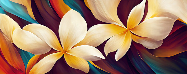 Wall Mural - Beautiful frangipani flower design (Generative AI)