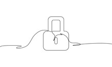 Continuous Line Drawing Of Padlock. Business Icon Outline. Object One Line, Single Line Art, Vector Illustration