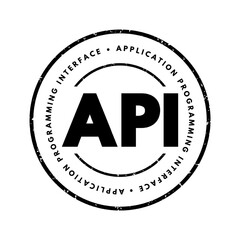 Poster - API Application Programming Interface - connection between computers or between computer programs, acronym text stamp concept background