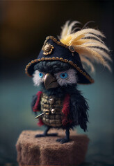 Wall Mural - cute little woolly pirate creature richly dressed