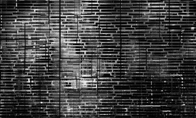 Poster - A grungy black and white abstract pattern of rectangles