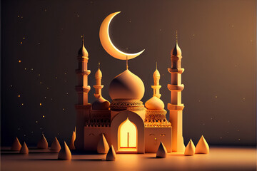 Wall Mural - illustration of amazing architecture design of muslim mosque ramadan concept