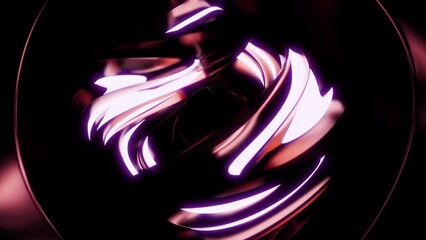 Poster - Futuristic 3d structure with rotating ball. Design. Neon lines glow in rotating abstract ball. Metal abstract ball rotates with neon lines