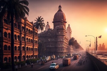  illustration of  cityscape , inspired from Mumbai urban city