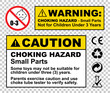 Warning Caution - Choking hazard small parts - not suitable for children under 3 years - Symbol 0-3 ages sign vector illustration labels stickers