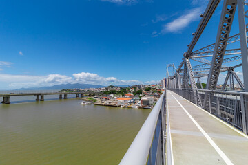 Wall Mural - prédios e a ponte Hercílio luz , Colombo Salles e Pedro Ivo de Florianopolis Santa Catarina Brasil Florianópolis