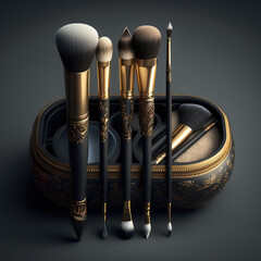 make up brushes.  sketch art for artist creativity and inspiration. generative AI	