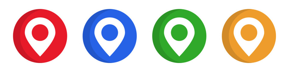 Poster - modern round map pin icon set. gps and location. vector.