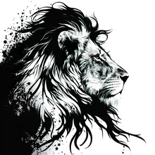 Animal Black And White Icon Vector Art, Transparent Background - Lion
