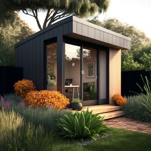 Modern Garden Shed With Metal And Wood