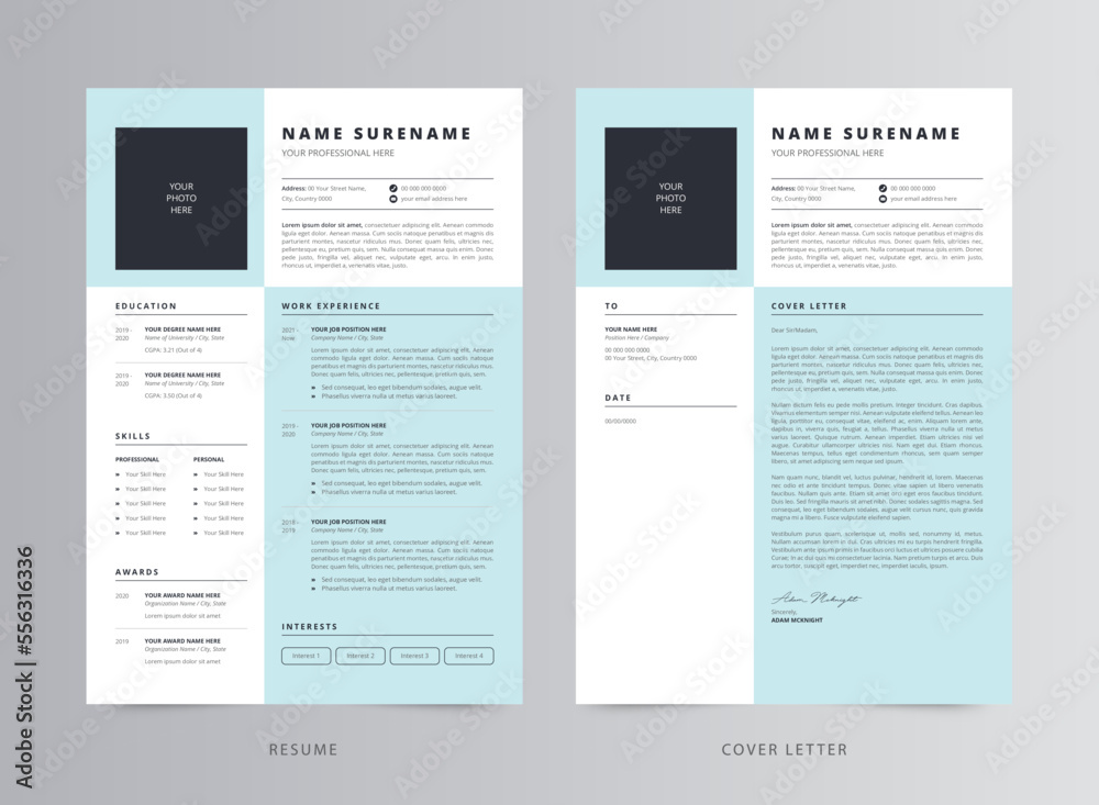 Resume Template, Professional Modern Resume Template, CV Template Stock ...