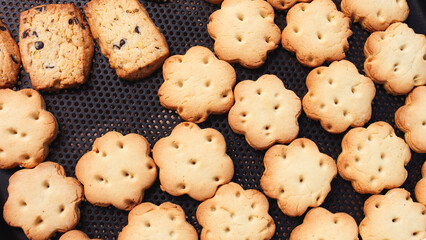 Poster - baking shortbread cookies on a tray