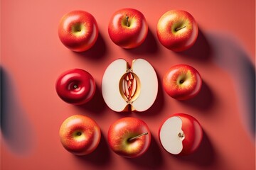 Poster - a group of apples with a bite taken out of one of them and a whole apple in the middle.