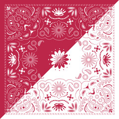 Wall Mural - magenta bandana kerchief paisley fabric patchwork abstract vector seamless pattern