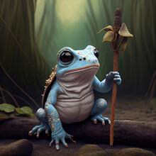 Generative AI: Fantasy Blue Frog