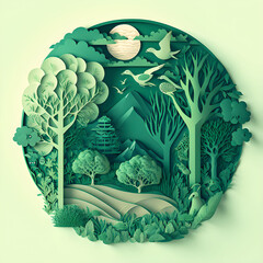 Green Ecology Forest Papercut