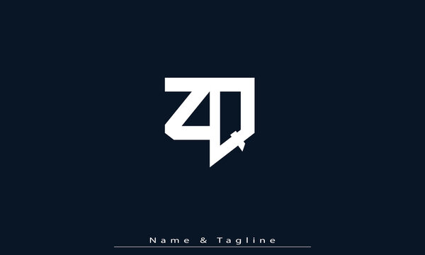 Alphabet letters Initials Monogram logo ZQ , QZ