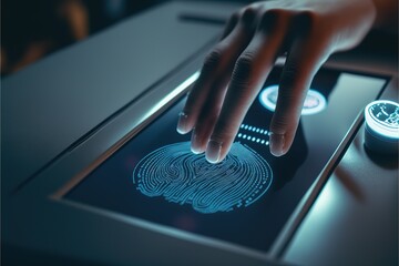 Poster - Person using biometrics for identification on device AI