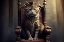 Majestic Cat Sitting On A Throne Like A King