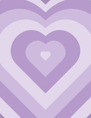 Wall Mural - Y2K Repeated Heart Poster. Vector Violet Psychedelic Background in Trendy Retro Style