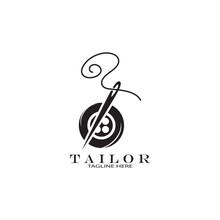 Tailor Logo Icon Illustration Template Combination Of Buttons For Clothes, Thread And Sewing Machine, For Clothing Product Design, Convection Companies, Fashion In Vector Form