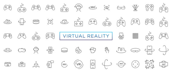 Virtual and augmented reality outline vector icons isolated on white background. AR and VR line icon set for web design, mobile apps, ui design and print. Futuristic technology concept