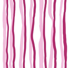 Hand Drawn Seamless Pattern With Red Pink Striped Lines On White Background. Simple Minimalist Stripes, Wonky Geometric Abstract Fabric Print, Mid Century Modern Style, Warm Colors.