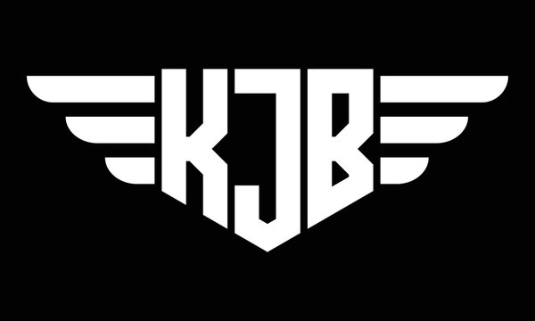 KJB three letter logo, creative wings shape logo design vector template. letter mark, wordmark, monogram symbol on black & white.