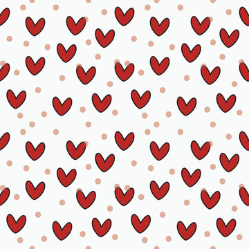 Cute heart seamless pattern vector wallpaper, digital paper used for computer graphic, craft card, gift wrapping paper