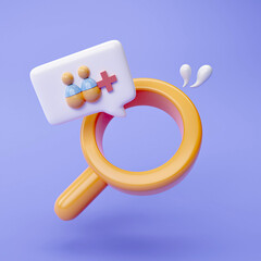 Poster - Searching information data on internet networking concept. Search bar and magnifying glass on background. 3d Render illustration