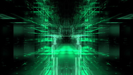 Poster - Abstract digital space, digital technologies, background for design. Transmission of information, data processing. 3d render