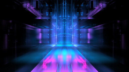 Poster - Abstract digital space, digital technologies, background for design. Transmission of information, data processing. 3d render