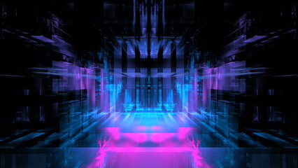 Poster - Digital technologies, cloud computing, digital future, information transfer. Abstract technology big data background concept. Motion of digital data flow. 3d illustration