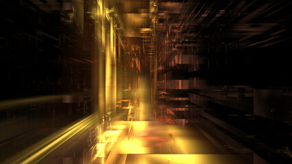 Poster - Abstract digital space, digital technologies, background for design. Transmission of information, data processing. 3d render
