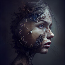Disintegrating Person With Clock