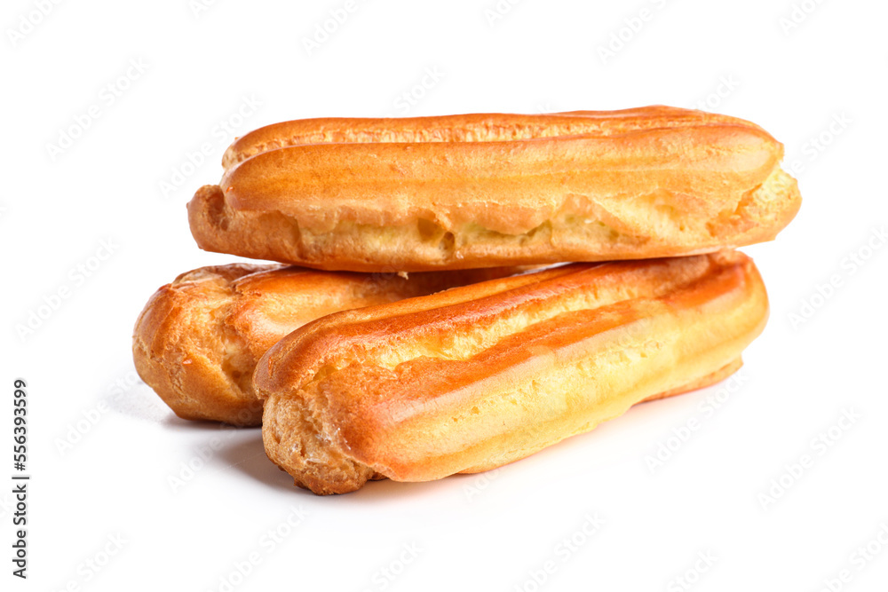 Sweet eclairs isolated on white background