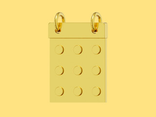 Poster - Simple flip calendar gold metal. 3D rendering. Icon on yellow background.