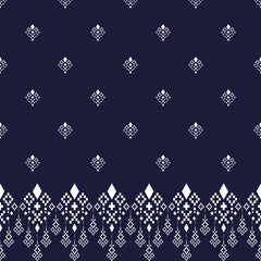 Indigo navy blue geometric traditional ethnic pattern Ikat seamless pattern abstract design for fabric print cloth dress carpet curtains and sarong Aztec African Indian Indonesian 