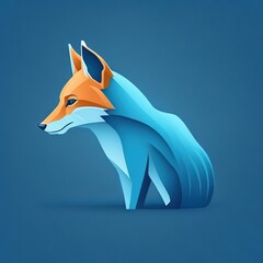 Wall Mural -  a stylized fox head with a blue background and a blue background with a blue background and a blue background with a red fox head. Generative AI