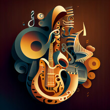 Abstract Background Of Jazz Instruments