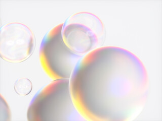 Poster - Abstract 3d art background. Holographic floating liquid blobs, soap bubbles, metaballs.