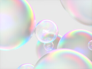 Aufkleber - Abstract 3d art background. Holographic floating liquid blobs, soap bubbles, metaballs.