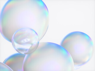 Aufkleber - Abstract 3d art background. Holographic floating liquid blobs, soap bubbles, metaballs.