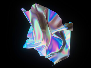 Beauty fashion smooth elegant holographic glossy cloth. Abstract 3d art background.