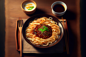 Chinese Zha Jiang Mian healthy diet Food