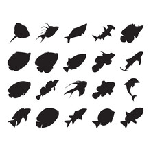 Fish Silhouette Icon Vector
