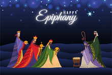 Happy Epiphany Day Design, Religion Christianity God Faith Spirituality Belief And Pray Theme Illustration Design.