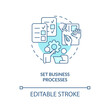 © bsd studio - Set business processes turquoise concept icon. Merge company team effectively abstract idea thin line illustration. Isolated outline drawing. Editable stroke. Arial, Myriad Pro-Bold fonts used