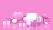 © niphon - gift box and heart for valentine concept 3d rendering