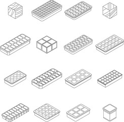Poster - ice cube trays icons set. isometric set of ice cube trays vector icons for web design isolated on wh
